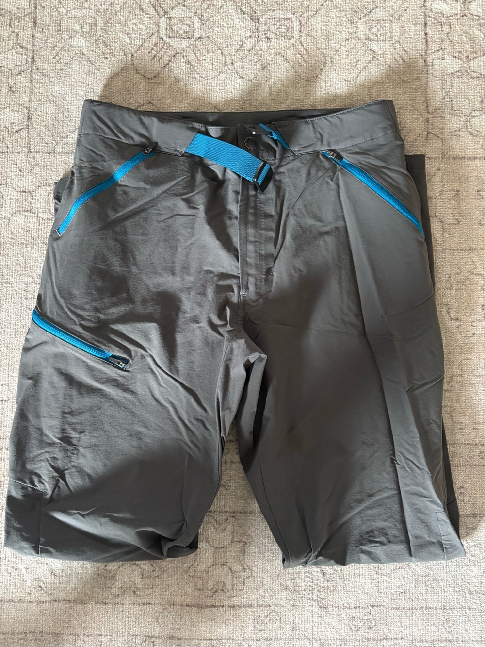 Patagonia Dark Gray Pants with Blue Zippers